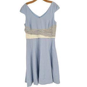 J. Peterman women's Silk Linen blue gray V-Neck Sleeveless Dress size 16 new